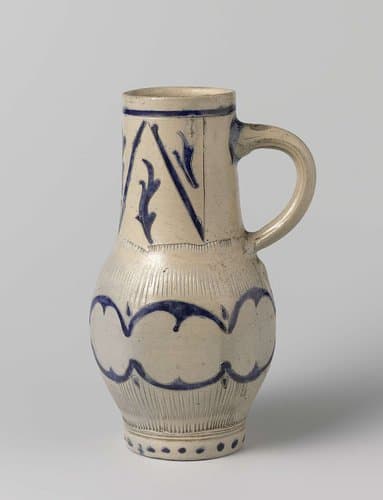 Jug with a hexagonal body and foliate scrolls by anonymous
