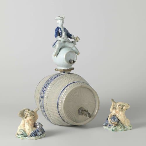 Cask with floral scrolls and chip carving by anonymous