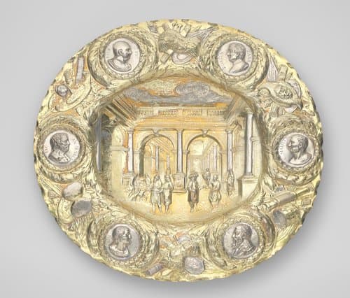 Ovale schaal van zilver gedeeltelijk verguld by Johann Heinrich Mannlich