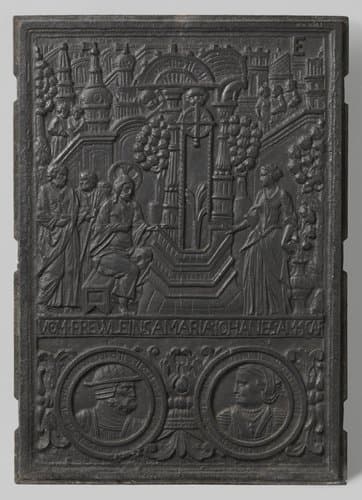 Kachelplaat met Christus en de Samaritaanse vrouw by unknown