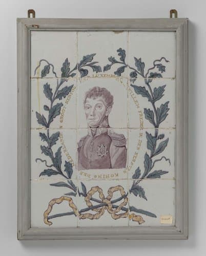 Tegeltableau met portret Willem I met opschrift: WILLEM FREDERIK DEN EERSTEN KONING etc. by anonymous