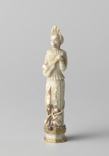 Monkey Playing the Guitar, Needle Case by anonymous