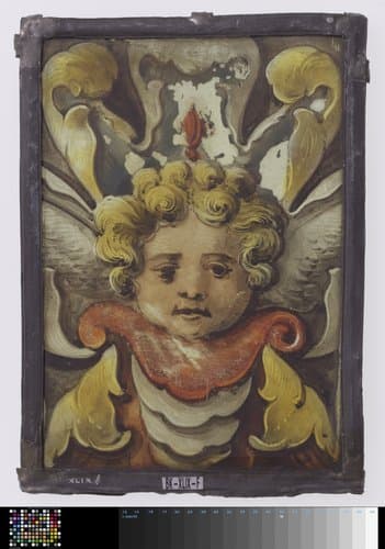 Ruit met fragment van engelen kopje by anonymous