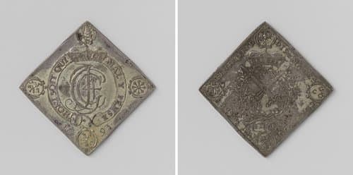 Taler over de benoeming van Johan Georg IV, keurvorst van Saksen tot ridder van de Kouseband door Willem III, munt uitgedeeld bij schietwedstrijden te Dresden by Johann Koch (medailleur)