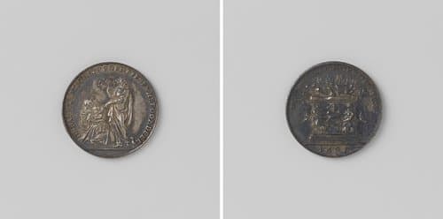 Vrede van Rijswijk, penning uitgedeeld aan ieder die in de loterij van Muiden geen prijs heeft gewonnen by Jan Luder (I)