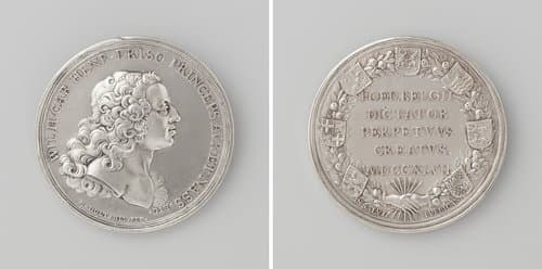 Verheffing van de prins van Oranje tot stadhouder by Martinus Holtzhey