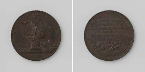 Vijfentwintigjarige huwelijk van Anthony van den Bergh en Susanna Lubeley by Johan George Holtzhey