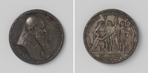 Herstel van het katholicisme in Engeland, penning ter ere van paus Julius III by Giovanni Cavino