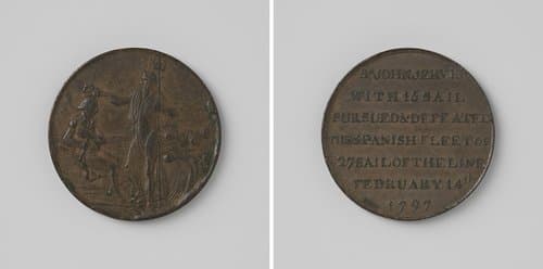 Verslaan van de Spaanse vloot door sir John Jervis bij Kaap St. Vincent by anonymous