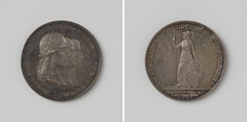 Verdrag van Teplitz, ter ere van Alexander I, tsaar van Rusland, Frans I, keizer van Oostenrijk en Frederik Willem III, koning van Pruisen by Karl Lesser