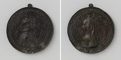Lodewijk XII van Frankrijk en Anna van Bretagne, penning geslagen ter ere van hun bezoek aan de stad Lyon by Nicolas Le Clerc