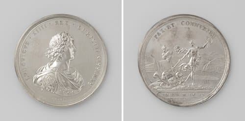 Huwelijk van Lodewijk XIV met Maria Theresia van Oostenrijk en vrede van de Pyreneen by Michel Molard