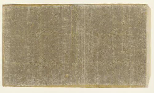Blad met bloemenmotieven over geometrisch meanderpatroon (één van drie identieke bladen) by anonymous