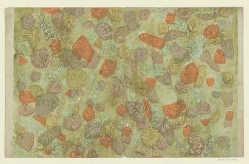 Blad met bloemen met puntenfond by anonymous