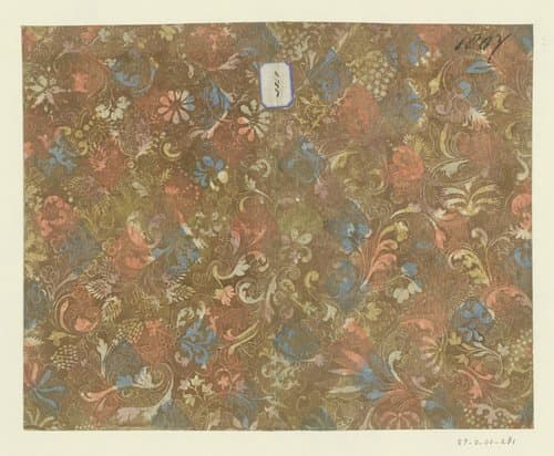 Blad met bloemen en vruchten by anonymous