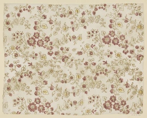 Blad met ranken met bloemen by anonymous