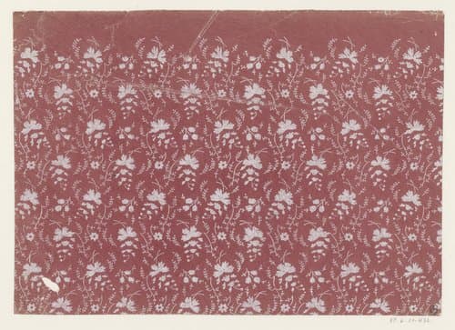 Blad met strooipatroon van bloemen en takjes by anonymous