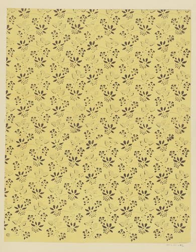 Blad met slingerende ranken bestaande uit punten met bloemen by anonymous