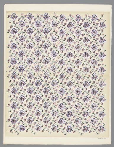 Blad met strooipatroon van ranken met bloemen by anonymous