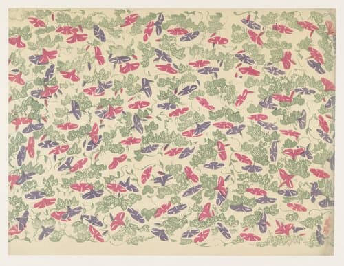 Patroon van bladranken en bloemen van de winde by anonymous