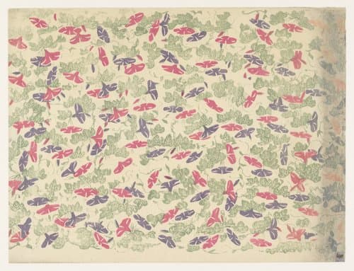 Patroon van bladranken en bloemen van de winde by anonymous
