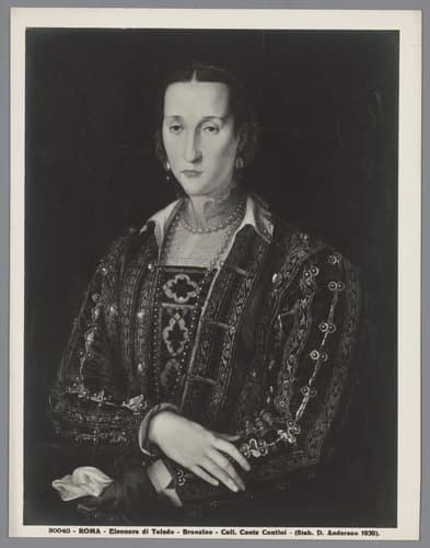 Fotoreproductie van het geschilderde portret van Eleonora van Toledo door Angelo Bronzino by Domenico Anderson