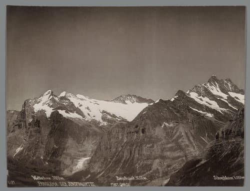 Gezicht op de Wetterhorn, de Berglistock en de Schreckhorn in de Berner Alpen by Arthur Gabler
