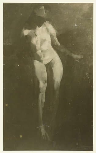 Fotoreproductie van een schilderij van een staand vrouwelijk naakt door George Hendrik Breitner by George Hendrik Breitner