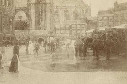 Fotoreproductie van schilderij Dam met paardentram door George Hendrik Breitner by George Hendrik Breitner