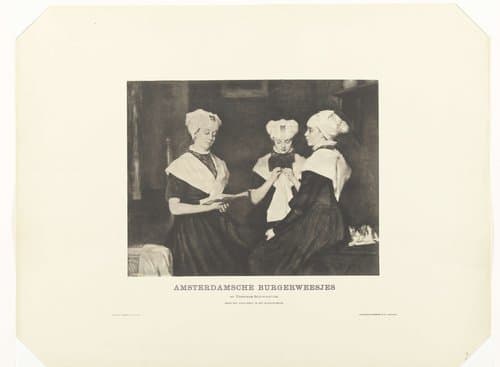 Drie meisjes uit het Amsterdamse Burgerweeshuis by H. Kleinmann & Co