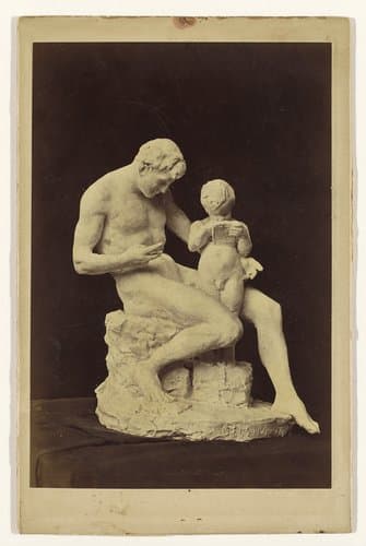 Ontwerp voor sculptuur van man en kind by anonymous