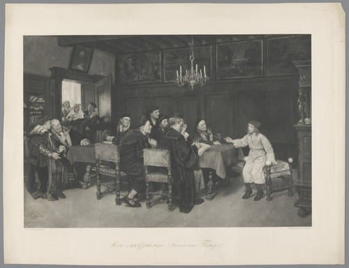 Fotoreproductie van schilderij Der zwölfjährige Jesus im Tempel [De twaalfjarige Jezus in de tempel] door Ed. von Gebhardt by Bruckmann