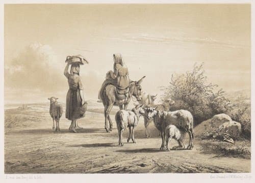Twee vrouwen en hun kudde by Simon van den Berg