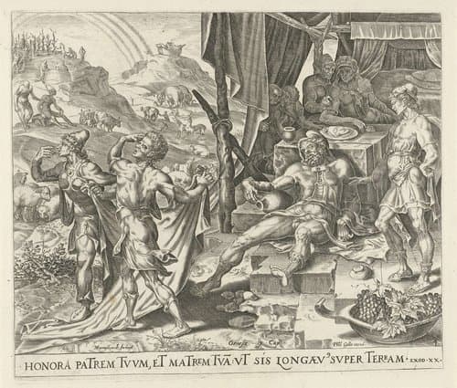 Dronkenschap van Noach by Harmen Jansz Muller
