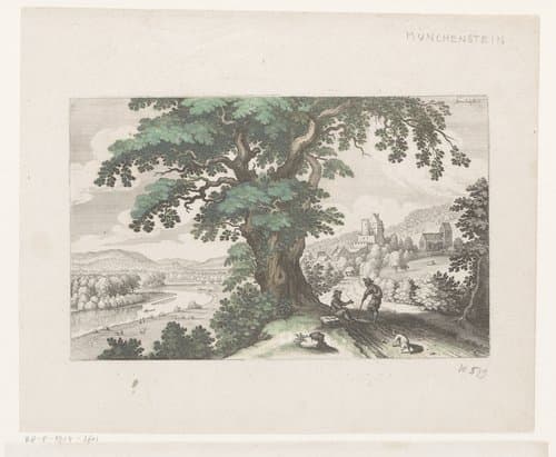Gezicht op kasteel Munchenstein by Matthäus Merian (I)