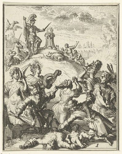 Allegorie op de inval van de Fransen en de bevrijding door Willem III by Romeyn de Hooghe
