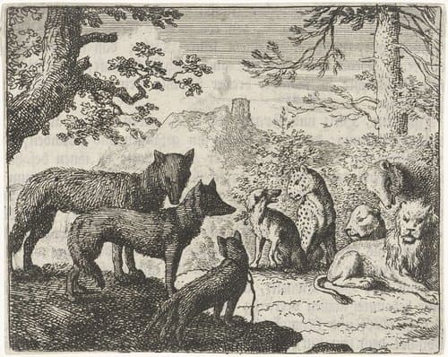 Reinaert de vos' familie verlaat het gerecht by Allaert van Everdingen