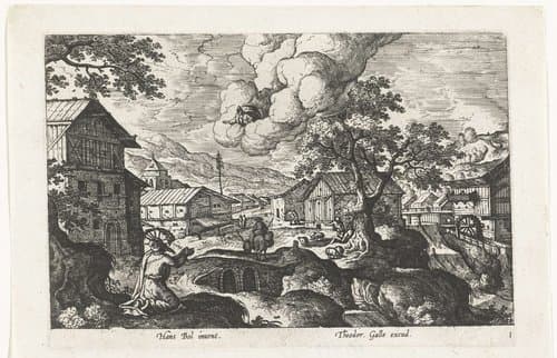 Landschappen met mythologische en bijbelse voorstellingen by anonymous