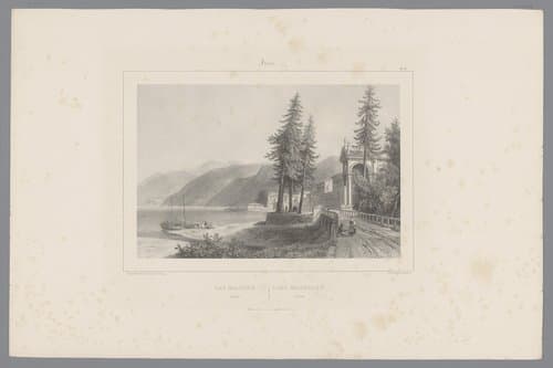 Zicht op Luino aan het Lago Maggiore by Isodore-Laurent Deroy