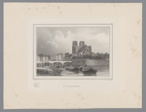 Zicht op de Notre-Dame van Parijs vanaf de Seine by Isodore-Laurent Deroy