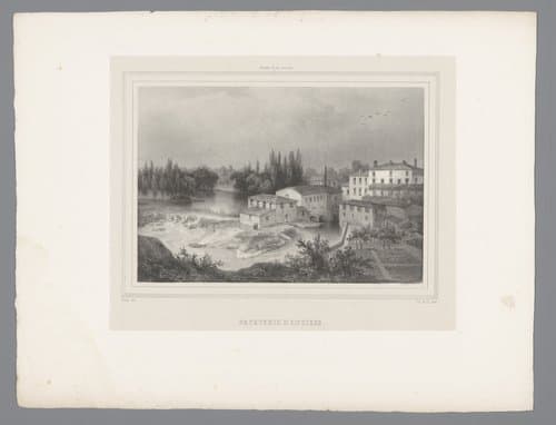 Zicht op de papierfabriek te Cugand by Isodore-Laurent Deroy