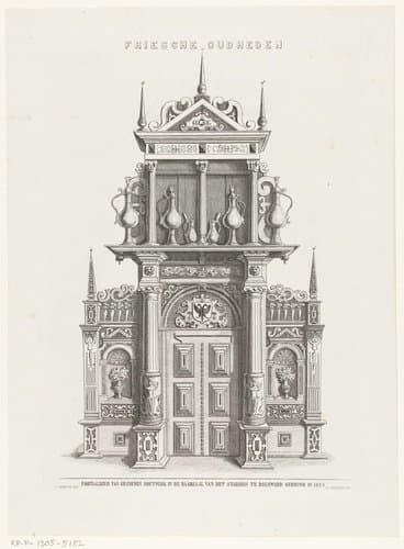Portaaldeur van de raadzaal van het stadhuis te Bolsward by Petrus Johannes Arendzen