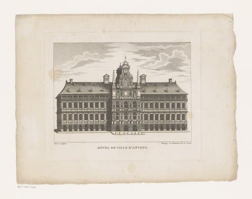 Gezicht op het stadhuis van Antwerpen by Claude Marie François Dien