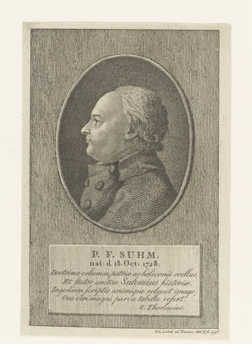 Portret van Peter Frederik Suhm by Gerhard Ludwig Lahde