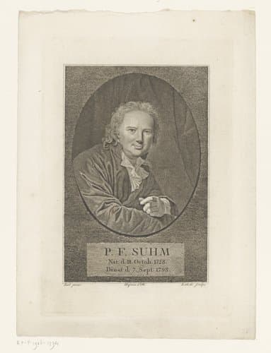 Portret van Peter Frederik Suhm by Gerhard Ludwig Lahde