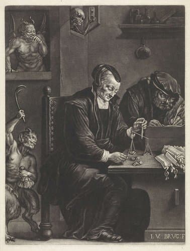 Goudweegster (variant met twee duivels) by Jan van der Bruggen
