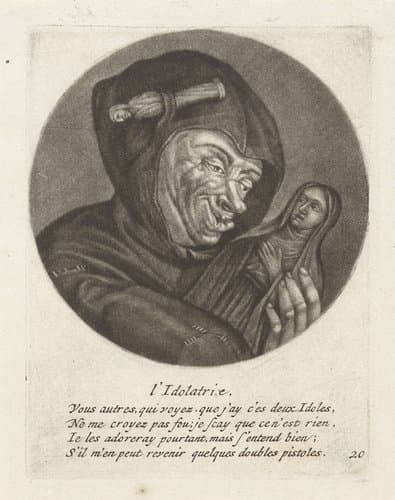 Monnik met een beeld van Maria by Jacob Gole