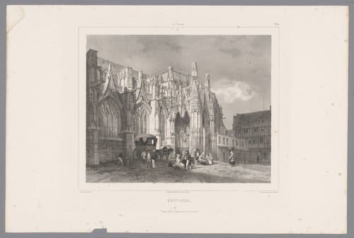 Zicht op de kerk Notre-Dame te Louviers by Isodore-Laurent Deroy
