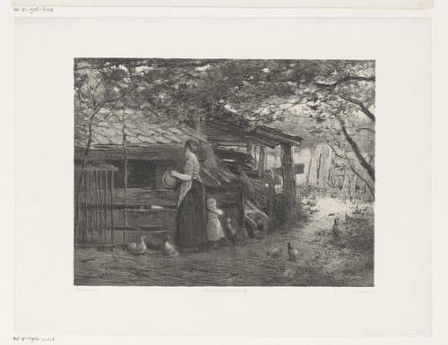 Moeder met kind op een boerenerf by Jan Mesker