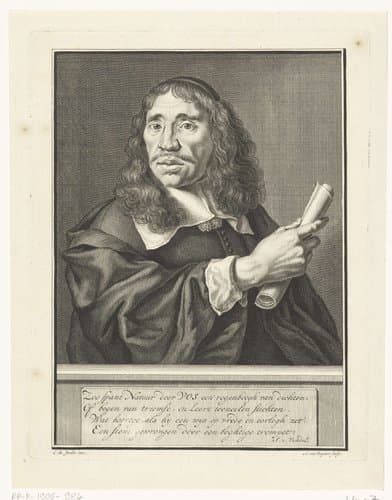 Portret van de dichter Jan Vos by Andries van Buysen (Sr.)